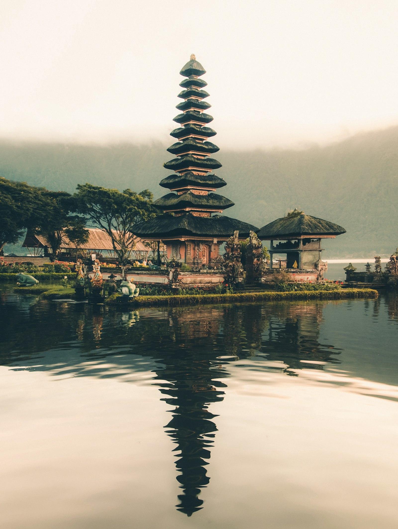 Hindu temple on the coast of Bali at sunset