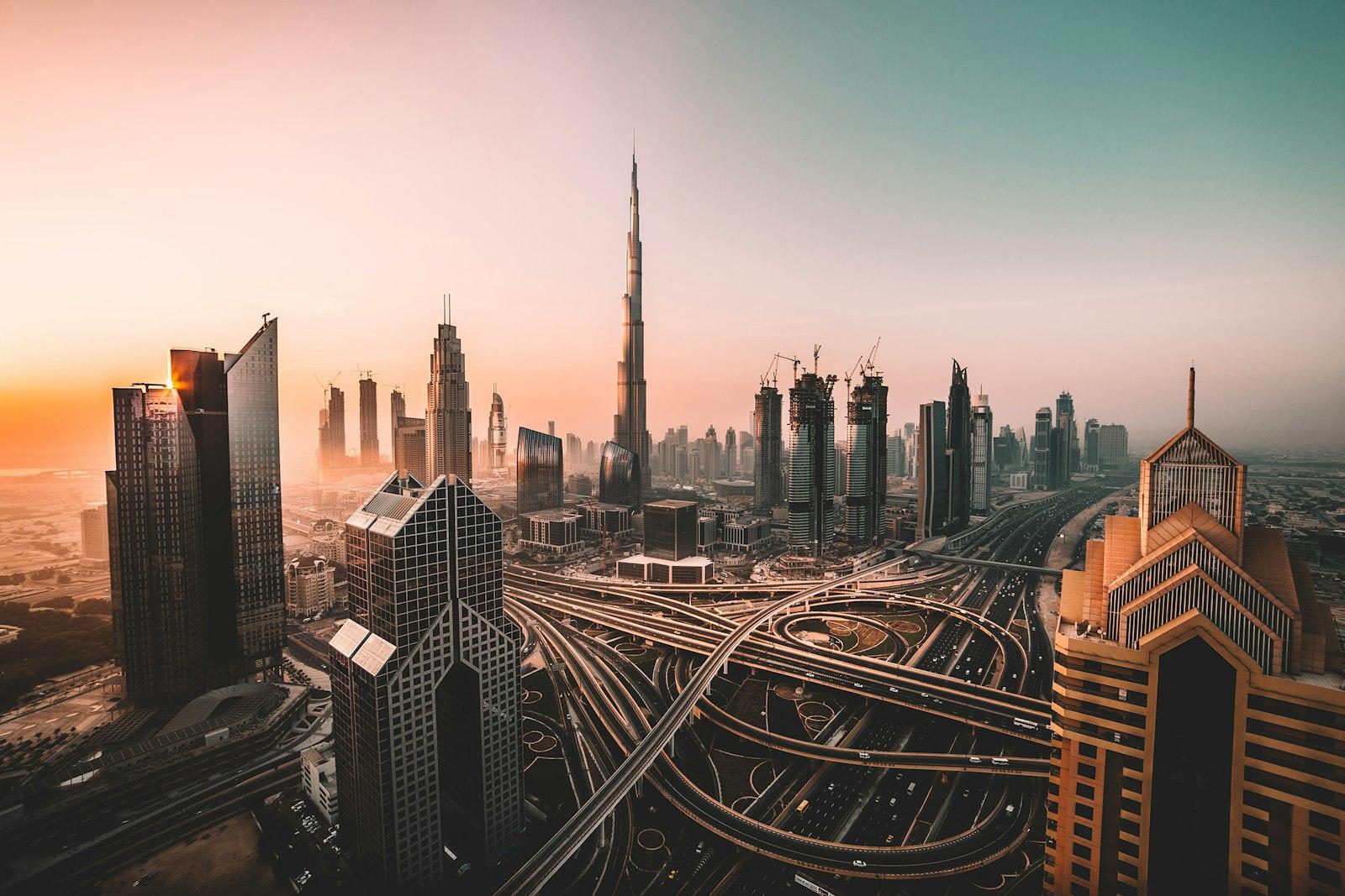 Dubai skyline with modern skyscrapers